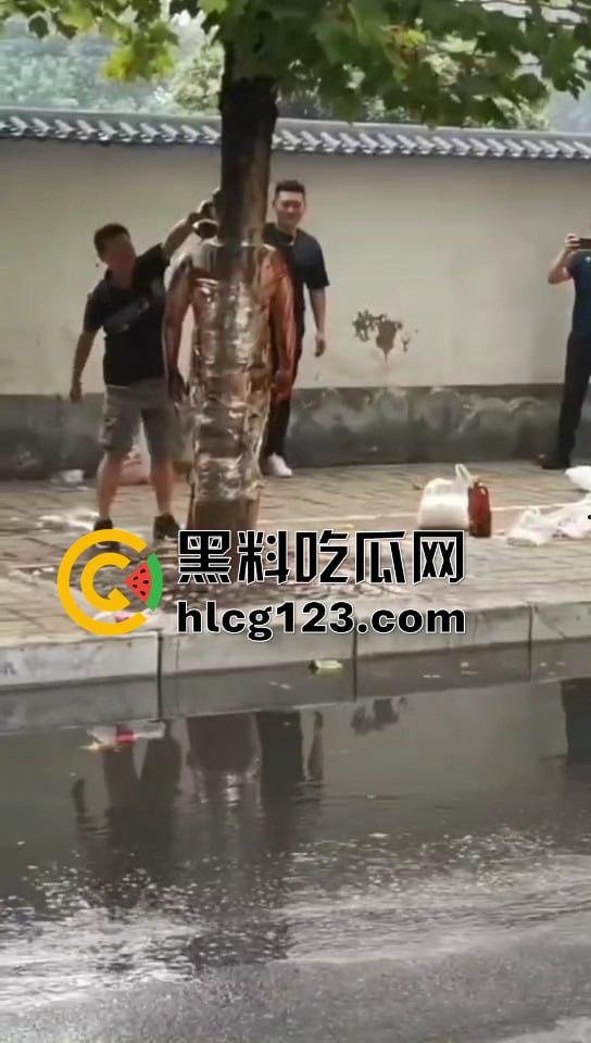 城里人的离谱操作!脱光缠树上撒面粉,这画面简直像缅北逃猪仔被抓!