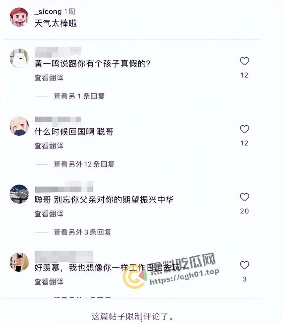 王思聪当爹啦!【黄一鸣】点名王思聪看孩子被拉黑 评论区被炸 女方删评抹除痕迹