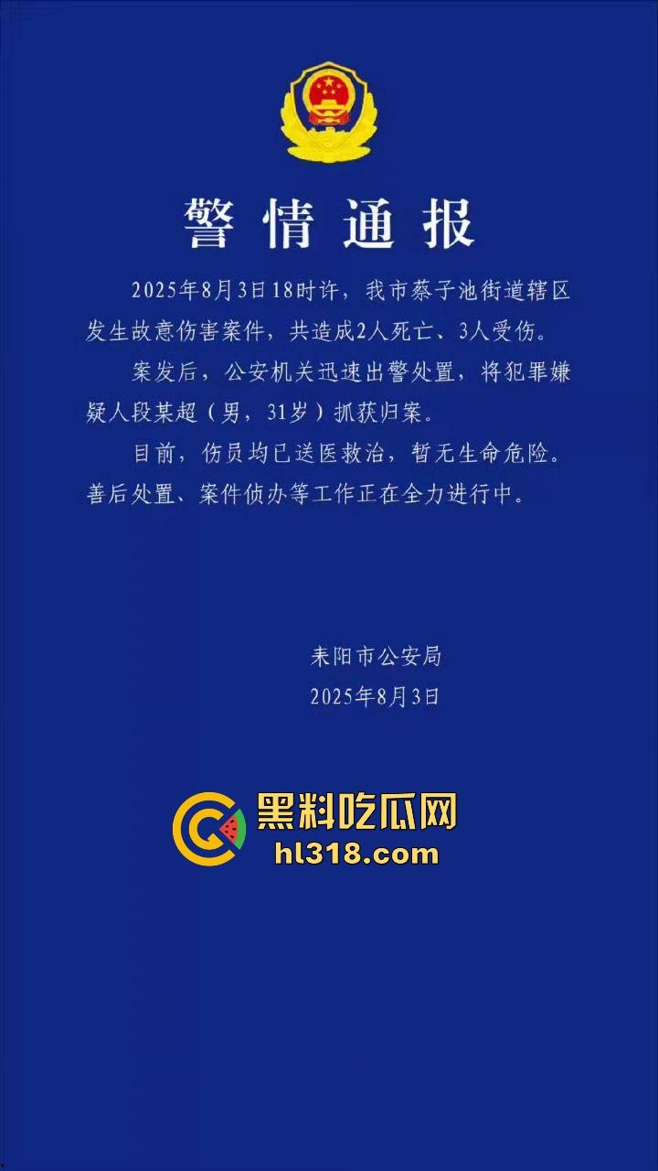 湖南省耒阳发生一起血腥命案，一个报复社会的青年，拿刀随机砍人，以至3人当初死亡，嫌疑犯在逃！